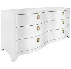 Rosie Textured White Linen 6 Drawer Dresser