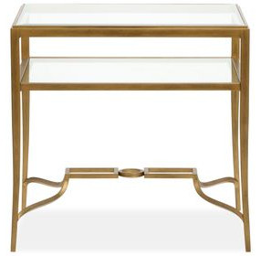 Serenelle Burnished Brass Rectangular Glass Top End Table