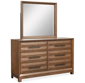 Callisto Bourbon Brown 6 Drawer Dresser with Rectangular Mirror