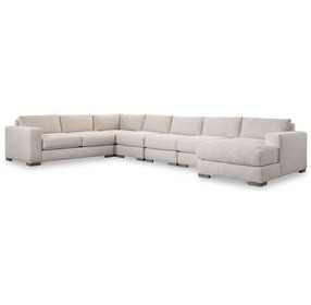 Drew Cream 6 Piece Modular Sectional with RAF Chaise and Pillows