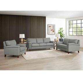 Wendover Silver Leather Living Room Set