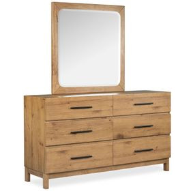 Davenport Rustic Caramel 6 Drawer Dresser with Square Mirror