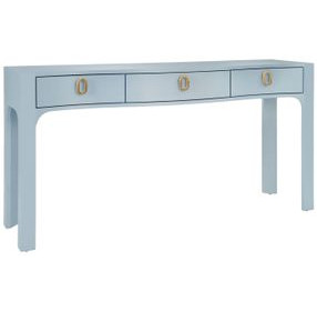 Sabrina Light Blue 60" Glass Top Console Table with 3 Drawers