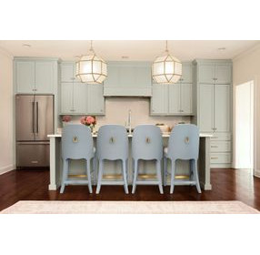 Sadie White and Blue Performance Fabric Counter Height Stool