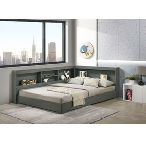 Santino Gray Full Bookcase Platform Bed