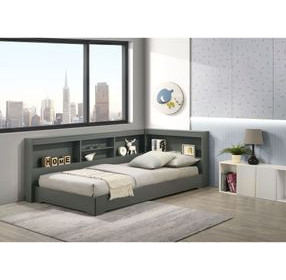 Santino Gray Twin Bookcase Platform Bed