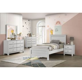 Santino White 6 Drawer Dresser and Rectangular Mirror