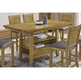 San Antonio Antique Brown Rectangular Counter Height Dining Room Set