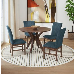 Veronica Denim Blue Upholstered Dining Side Chair Set of 2