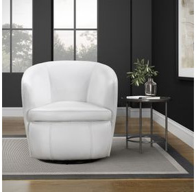 Barolo Snow Italian Leather Swivel Club Chair