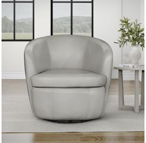 Barolo Steamboat Ice Italian Leather Swivel Club Chair