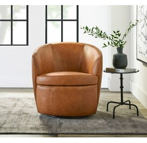 Barolo Vintage Caramel Leather Swivel Club Chair