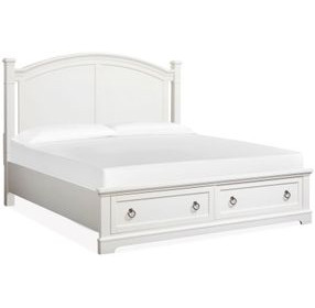 Crownfall Whisper White and Cerused Nutmeg Queen Storage Panel Bed