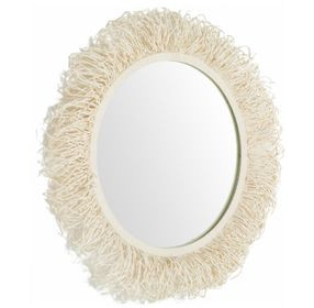 Giselle Winter White Round Accent Mirror