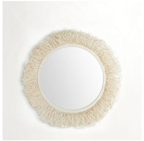 Giselle Winter White Round Accent Mirror