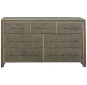 Alford Cerused White and Natural Shagreen 7 Drawer Dresser
