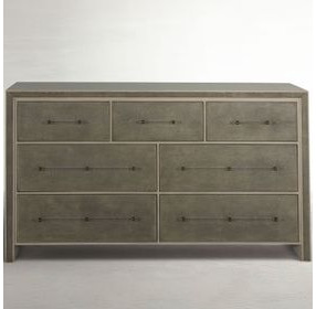 Alford Cerused White and Natural Shagreen 7 Drawer Dresser