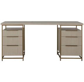 Rowen Sesame White and Brushed Brass 66" Executive Desk