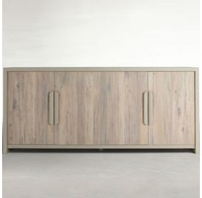 Zacariah Natural Spalted and Cerused White 4 Door Sideboard