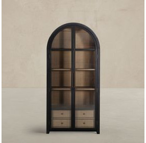 Elsa Brushed Black and Blonde Natural 2 Glass Door Display Cabinet