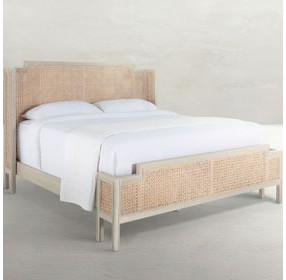 Camille Cerused White and Beige King Panel Bed