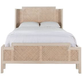 Camille Cerused White and Beige Queen Panel Bed