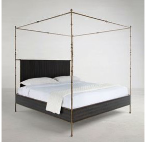Reese Cerused Forest Black and Dark Antique Brass King Canopy Bed