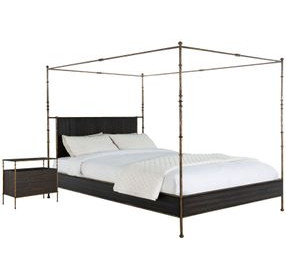 Reese Cerused Forest Black and Dark Antique Brass Canopy Bedroom Set