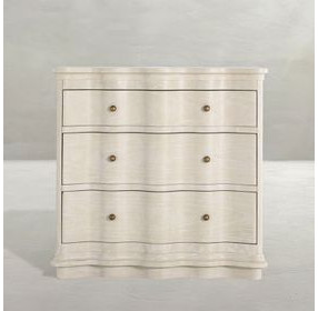 Meredith Textured Cerused White 3 Drawer Nightstand
