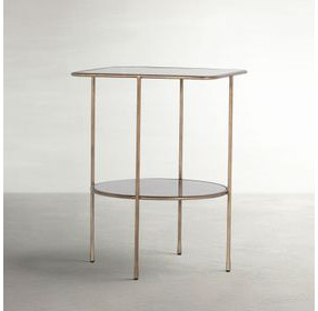 Ernest Antique Champagne Square Glass Top Side Table