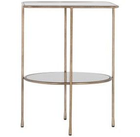 Ernest Antique Champagne Square Glass Top Side Table