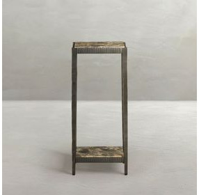 Ariana Forged Antique Bronze and Marron Imperial Marble Square Drink Table