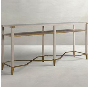 Sue Cerused White and Brushed Gold Rectangular Console Table