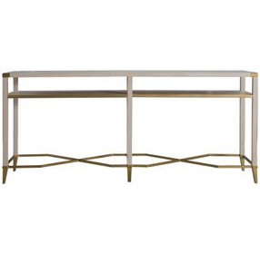 Sue Cerused White and Brushed Gold Rectangular Console Table