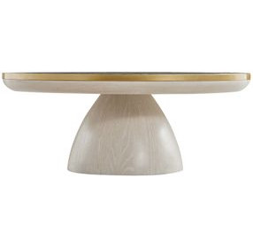 Cain Cerused Light Natural Round Marble Top Cocktail Table