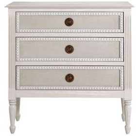 Caroline Cerused White 3 Drawer Nightstand