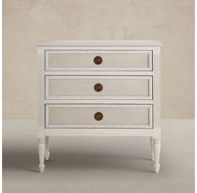 Caroline Cerused White 3 Drawer Nightstand