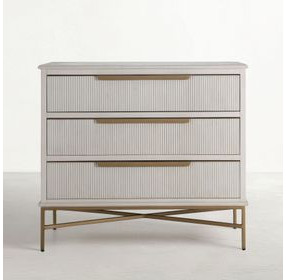 Riggs Stained Gold and Distressed Antique White 3 Drawer Chest