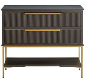 Riggs Sesame Black and Stained Gold 2 Drawer Nightstand