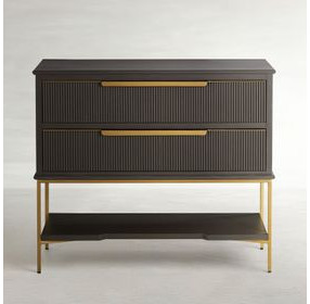 Riggs Sesame Black and Stained Gold 2 Drawer Nightstand