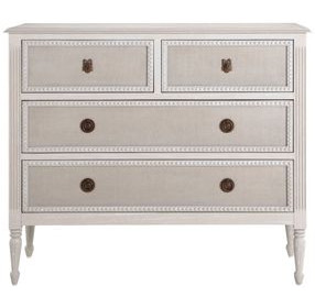 Caroline Cerused White and Brown 4 Drawer Chest
