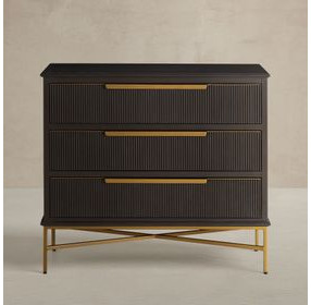 Riggs Sesame Black and Stained Brass 3 Drawer Chest