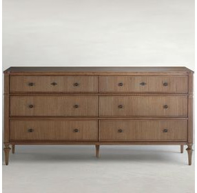 Andrea Satin Oak 6 Drawer Dresser