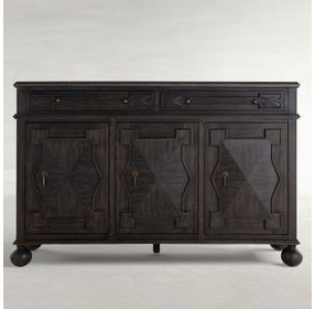 Ezekiel Cerused Forest Black 3 Door Sideboard