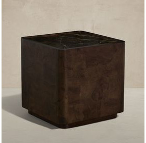 Summit Dusk and Dark Emperador Square Marble Top Side Table