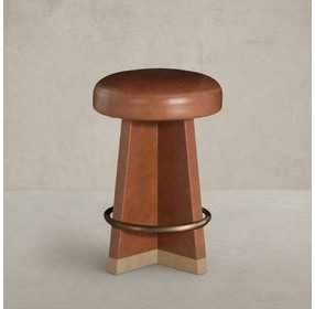 Plateau Gramado Avelino Saddle Leather Upholstered Swivel Counter Height Stool