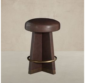 Plateau Maximus Chocolate Leather Upholstered Swivel Counter Height Stool