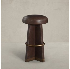 Plateau Maximus Chocolate Leather Upholstered Swivel Bar Stool