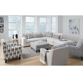 Claudia Natural Off White 5 Piece Modular Sectional with Pillows