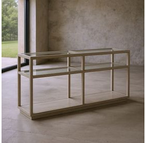 Glaze Bezel Rectangular Glass Top Console Table